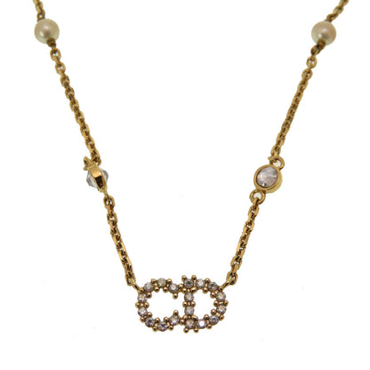 Christian Dior Necklace Stone, Metal gold ClairDLune CD logo Women