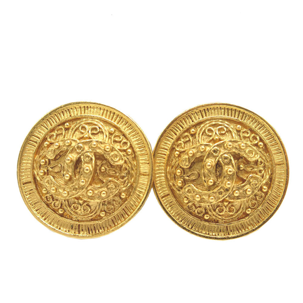 CHANEL Earring metal gold Lava COCO Mark Women