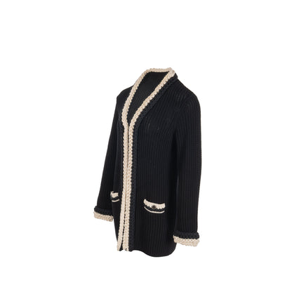 Chanel size 34 22C cardigan Cotton/Polyamide black / ecru