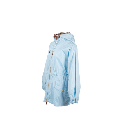 Burberry Size 10 Nylon Hooded Jacket Light Blue