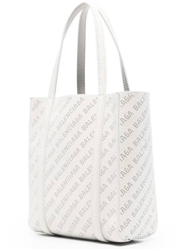 Luxury Balenciaga Trending 2025 Everyday All Over Logo Leather Tote Back White