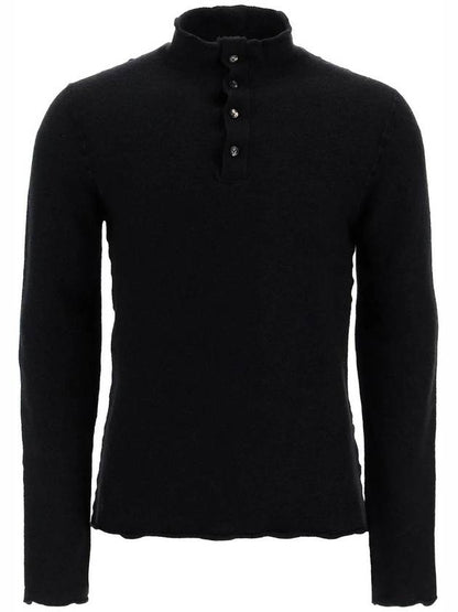 Luxury Bottega Veneta High Neck Wool Knit Top Black