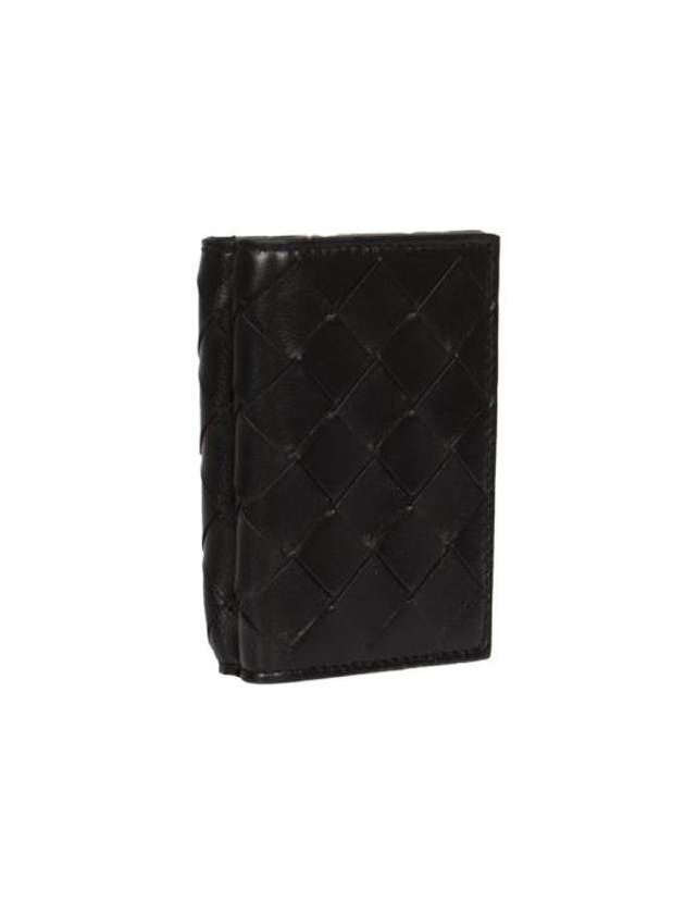 Luxury Bottega Veneta Intrecciato Continental Leather Half Wallet Black