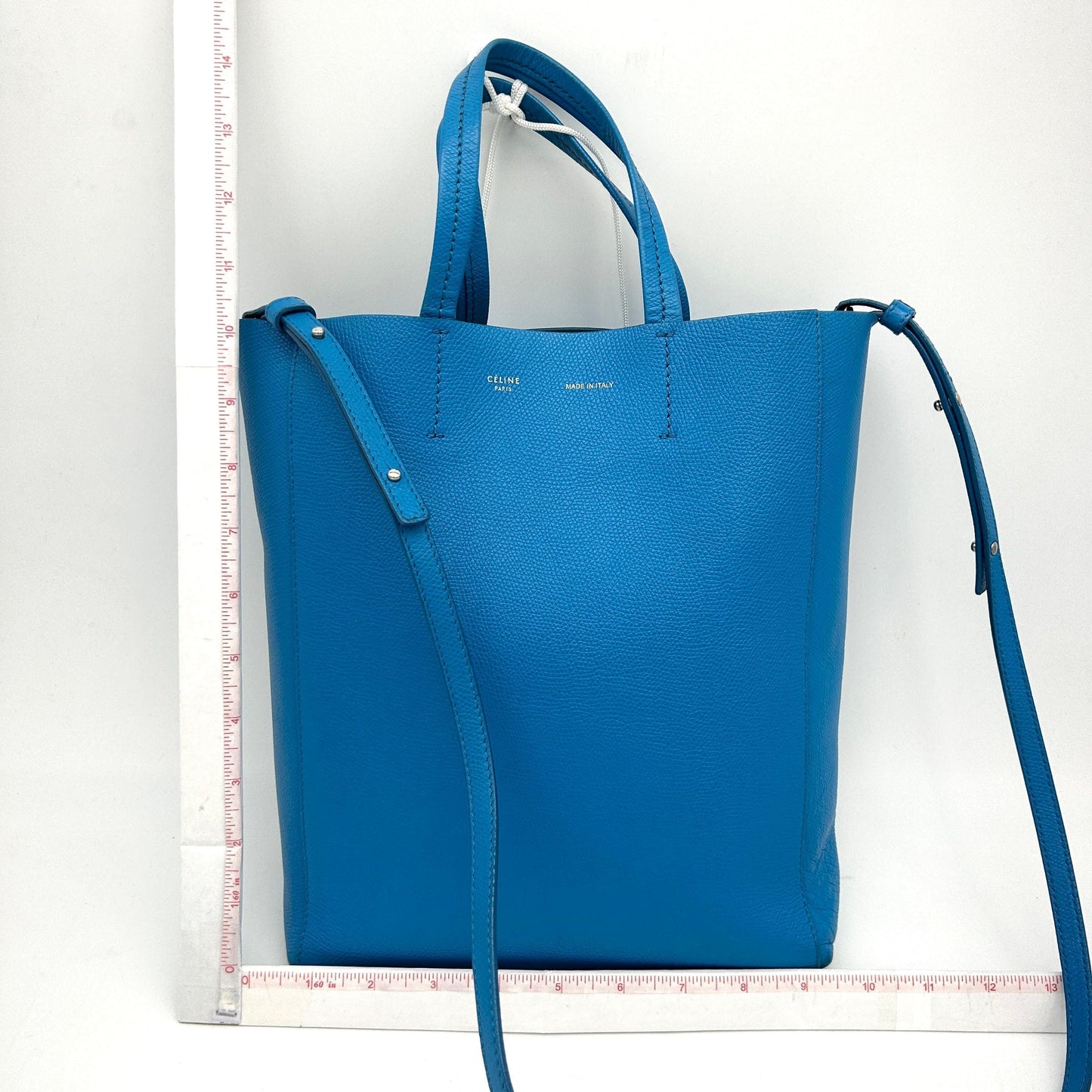 Luxury CELINE Grained Calfskin Small Vertical Cabas Turquoise LA23016