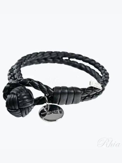 Luxury Bottega Veneta Intrecciato Double Weaving Bracelet Black