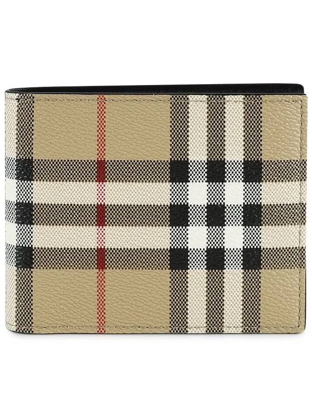 Luxury Burberry Men's Vintage Check Pattern Half Wallet Brown