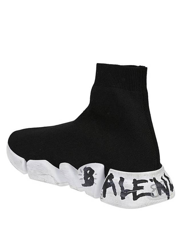 Luxury Balenciaga Trending 2025 Speed 2.0 Graffiti Knit High Top Sneakers Black