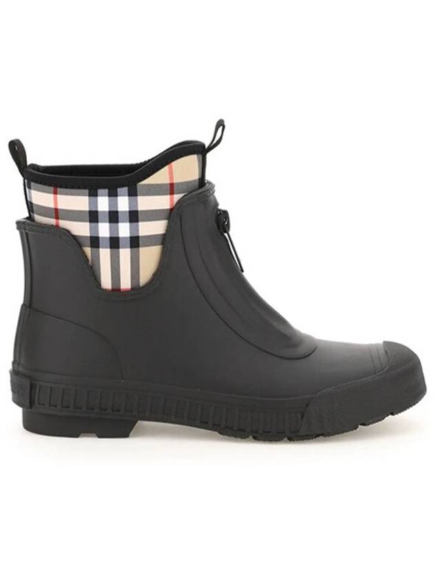 Luxury Burberry Vintage Check Neoprene Rubber Rain Boots Black Archive Beige