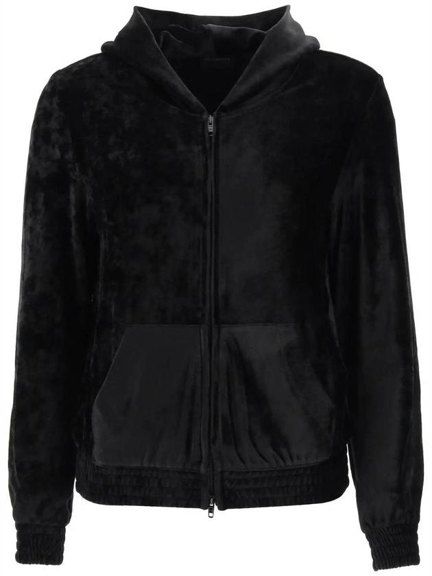 Luxury Balenciaga Trending 2025 Women's BB Paris Strass Velvet  Zip-Up Hoodie Black
