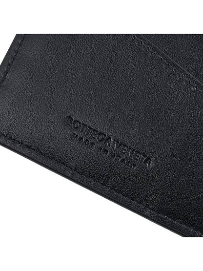 Luxury Bottega Veneta Cassette Half Wallet Black