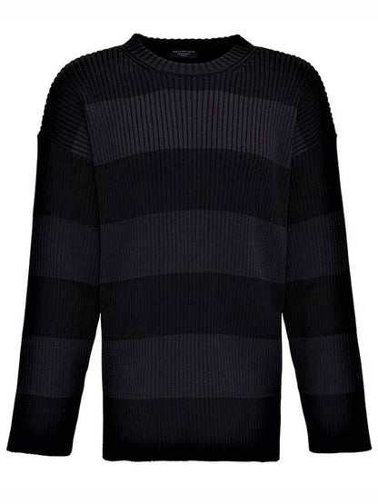 Luxury Balenciaga Trending 2025 Back BB Logo Stripe Cotton Knit Top Black