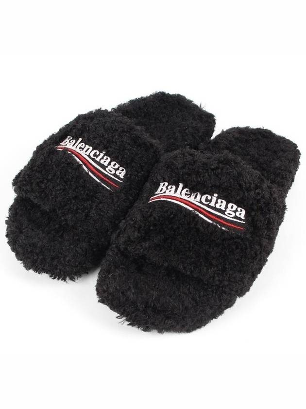 Luxury Balenciaga Trending 2025 Wave logo furry slide 40 255 260