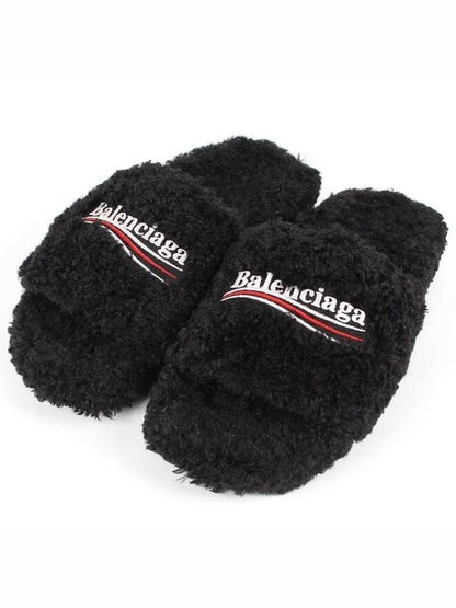 Luxury Balenciaga Trending 2025 Wave logo furry slide 40 255 260