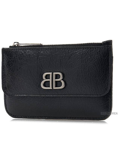 Luxury Balenciaga Trending 2025 BB Logo Zipper Card Wallet Black