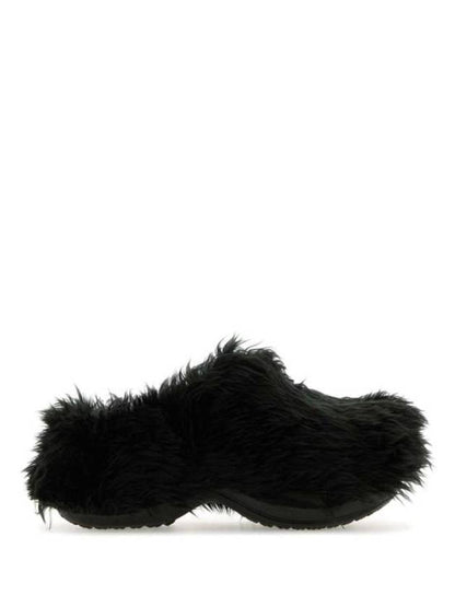 Luxury Balenciaga Trending 2025 Fake Fur Mule Black