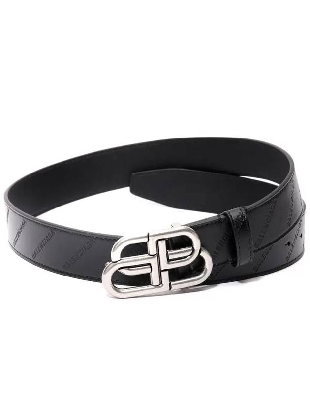 Luxury Balenciaga Trending 2025 BB Logo Leather Belt Black