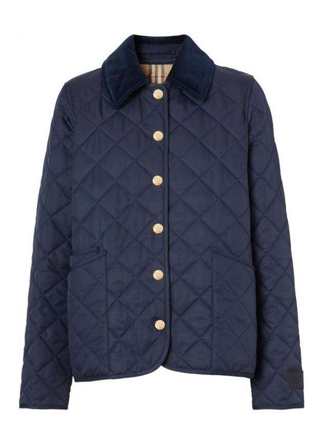 Luxury Burberry Corduroy Diamond Quilted Jacket Blue