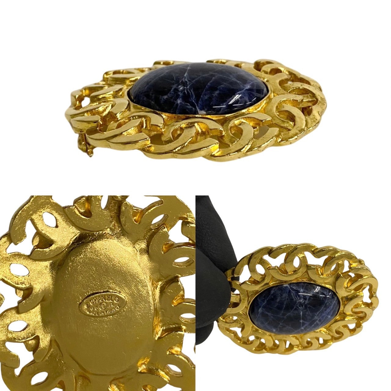CHANEL Brooch Gold Plated, Stone gold COCO Mark colored stone Women