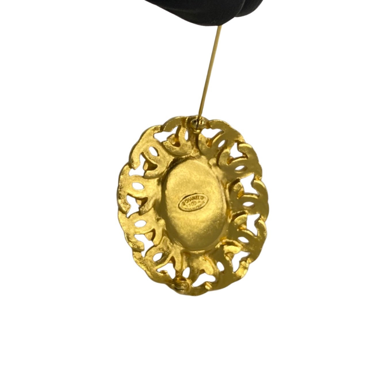 CHANEL Brooch Gold Plated, Stone gold COCO Mark colored stone Women
