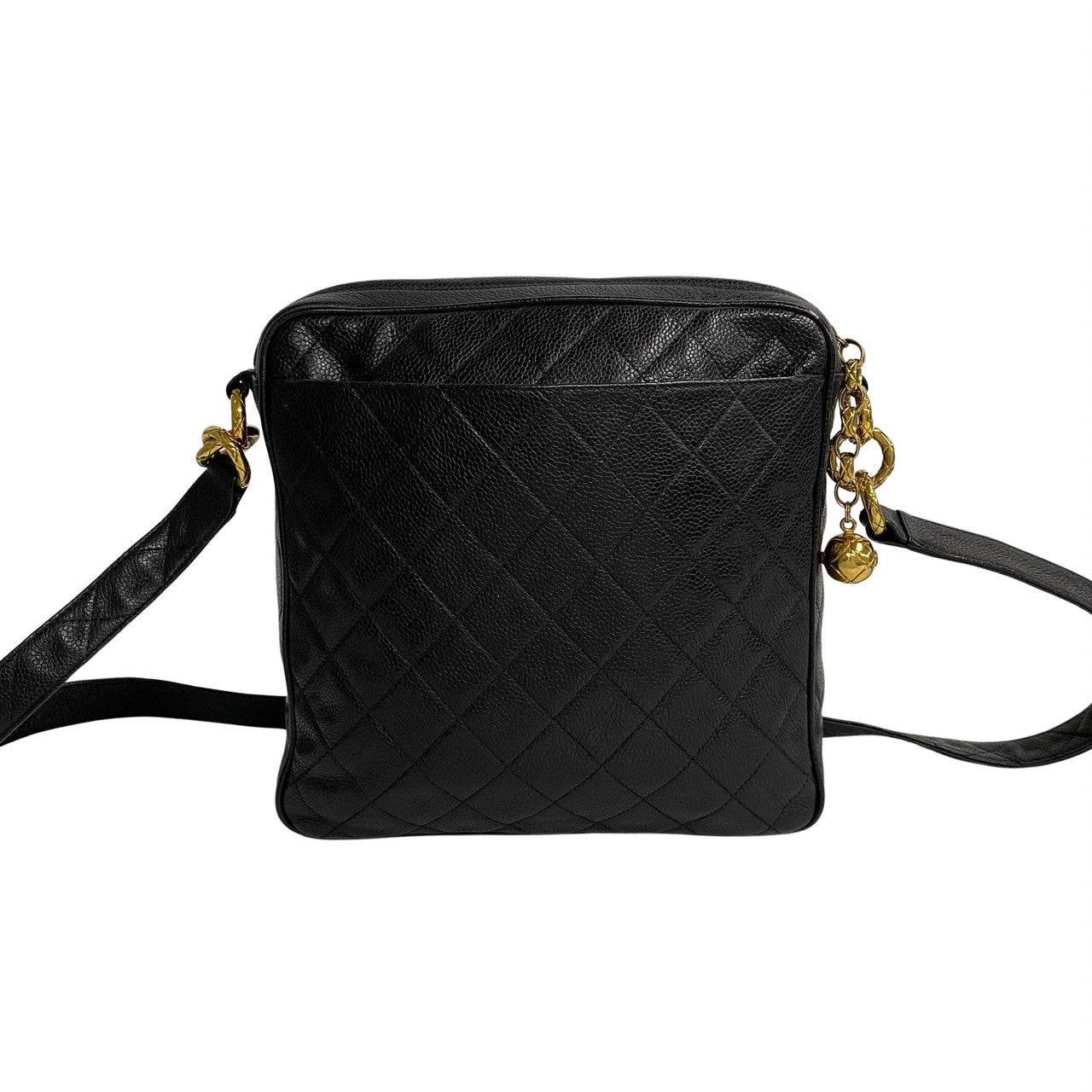 CHANEL Shoulder Bag leather black Matrasse Caviar skin Women