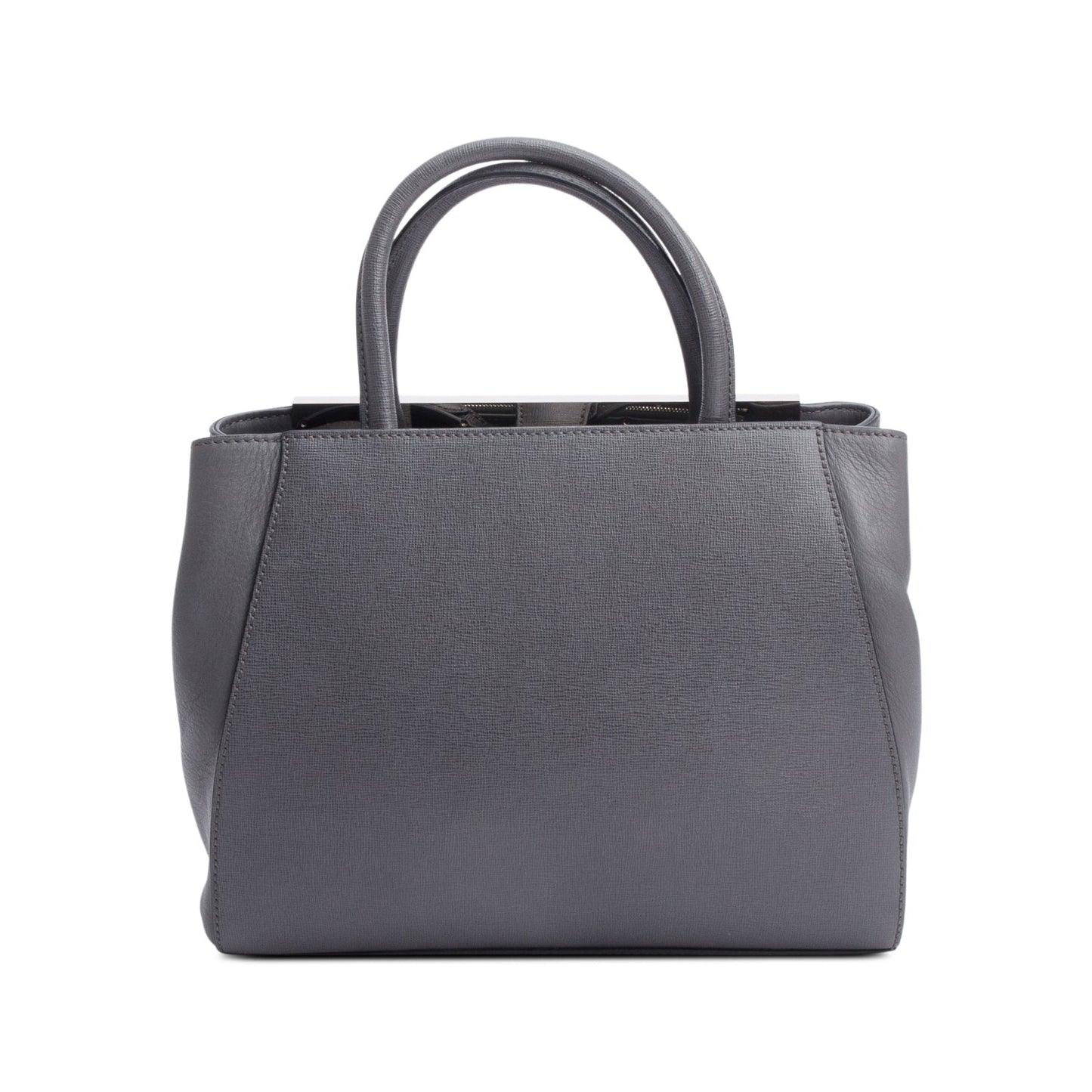 Fendi Grey Vitello Elite Leather Pony Hair & Python Trim Bird Petite 2Jours Tote