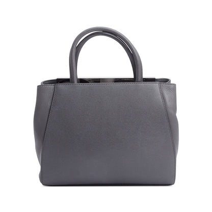 Fendi Grey Vitello Elite Leather Pony Hair & Python Trim Bird Petite 2Jours Tote