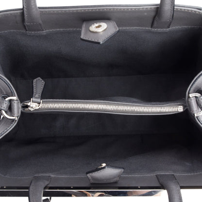 Fendi Grey Vitello Elite Leather Pony Hair & Python Trim Bird Petite 2Jours Tote