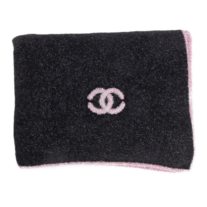 Chanel Black & Pink Glitter CC Cashmere Scarf