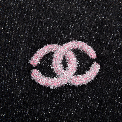 Chanel Black & Pink Glitter CC Cashmere Scarf
