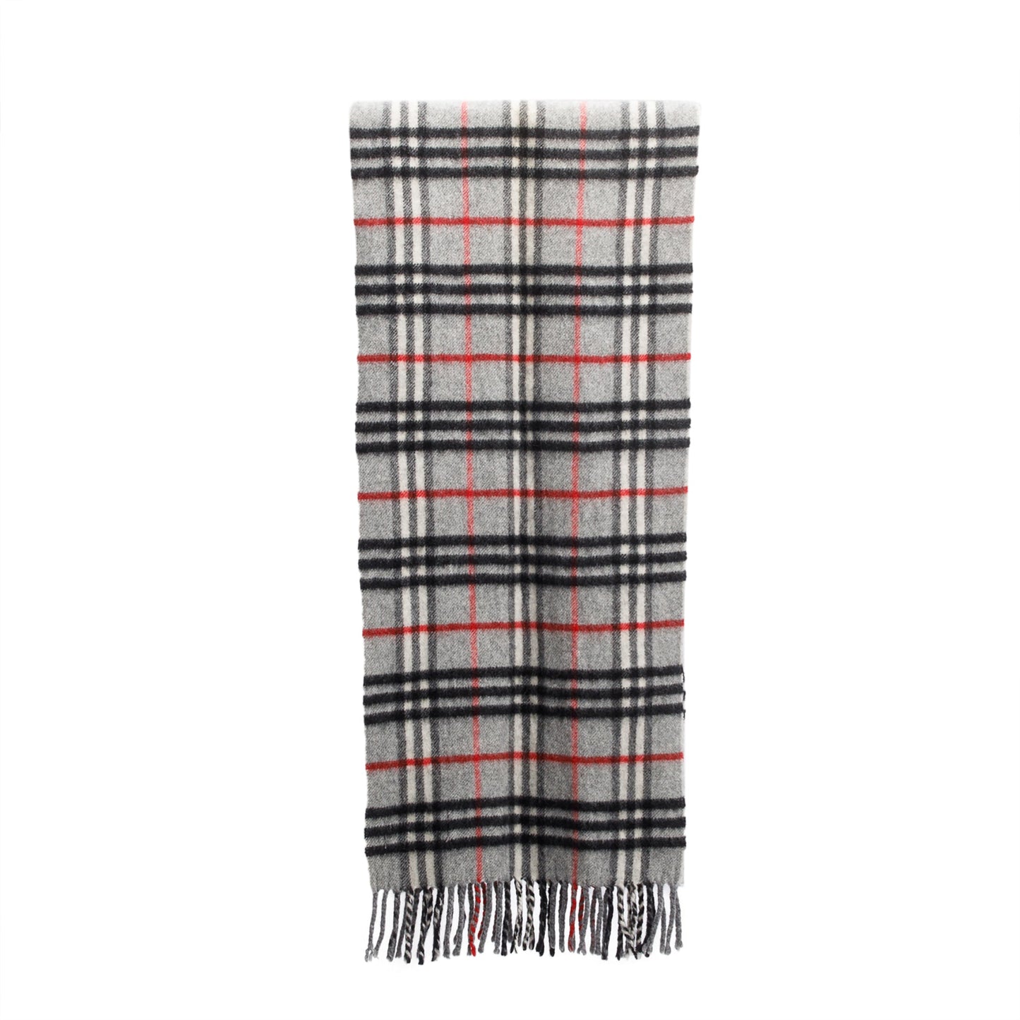 Burberry Grey Check Cashmere Wool Scarf