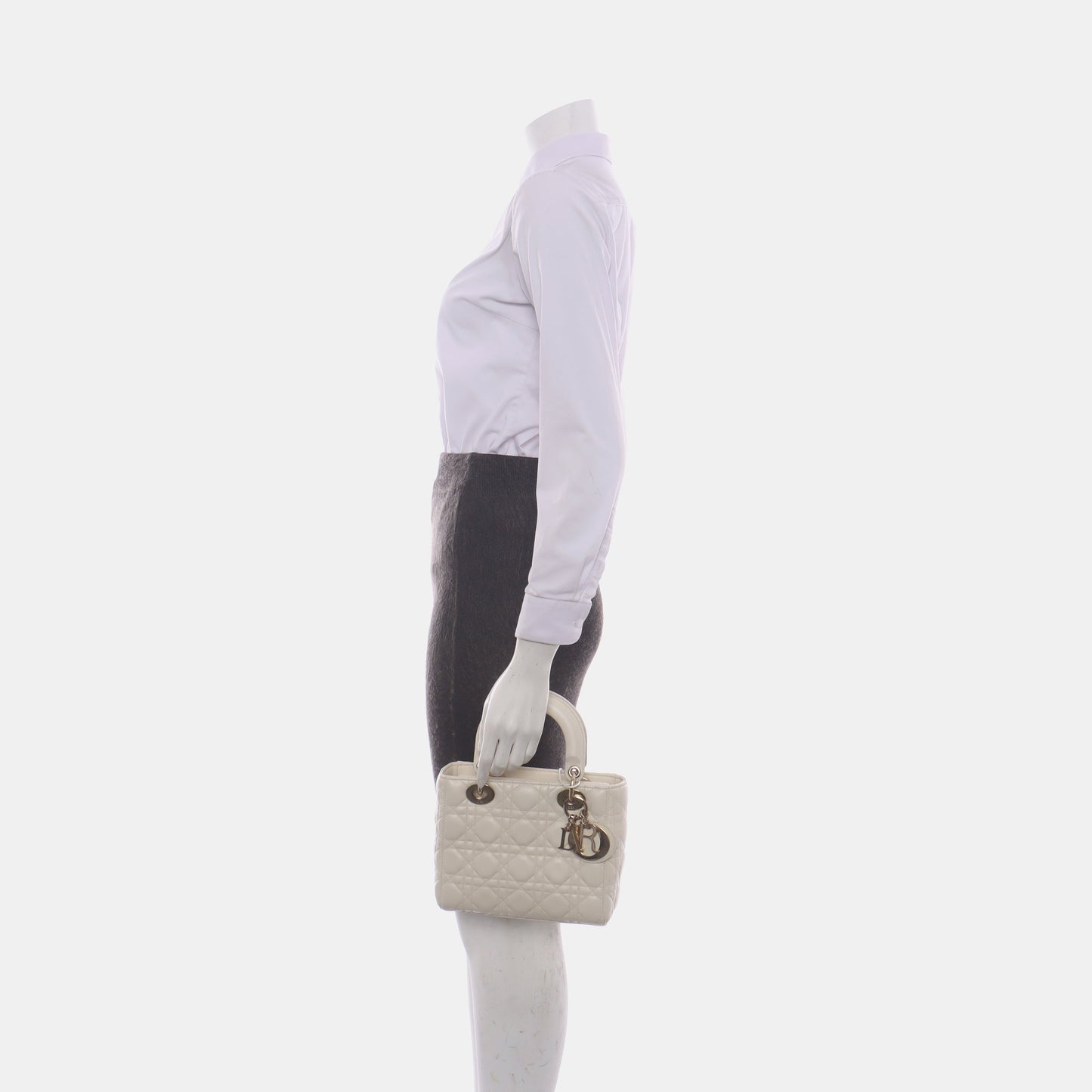 Lady Dior Small My Abcdior White Ecru Lambskin Cannage Leather