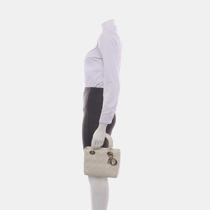 Lady Dior Small My Abcdior White Ecru Lambskin Cannage Leather