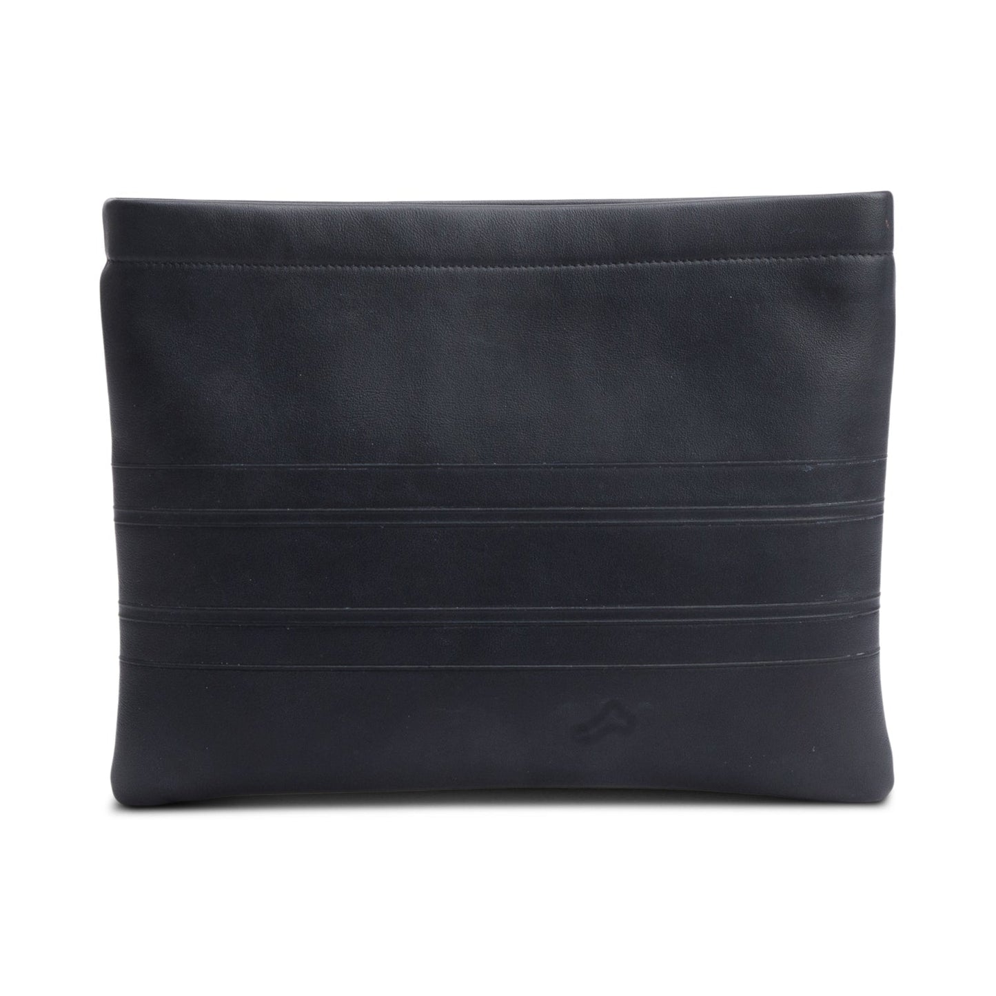 Christian Dior Black calfskin Leather Logo Strip Zip Pouch