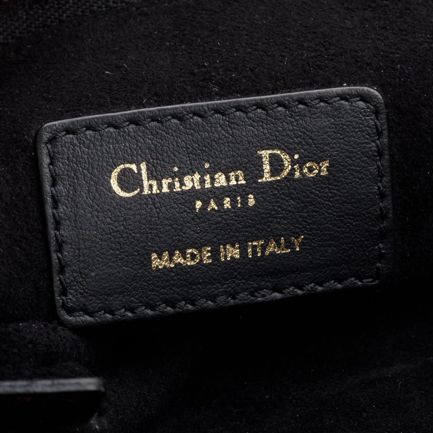 Christian Dior Black calfskin Leather Logo Strip Zip Pouch