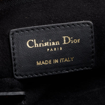 Christian Dior Black calfskin Leather Logo Strip Zip Pouch