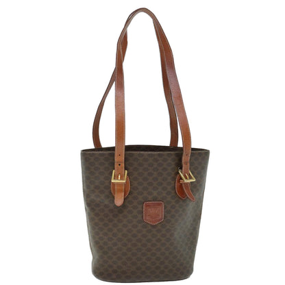 Luxury CELINE Macadam Canvas Shoulder Bag PVC Leather Brown  60044