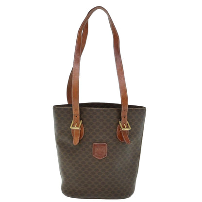 Luxury CELINE Macadam Canvas Shoulder Bag PVC Leather Brown  60044