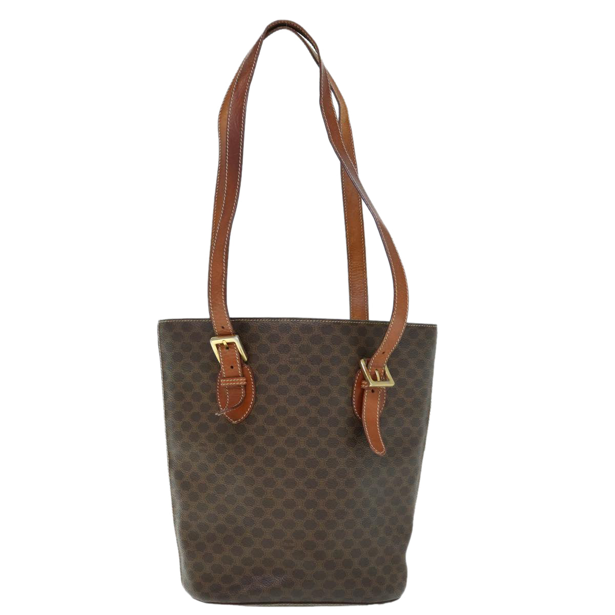 Luxury CELINE Macadam Canvas Shoulder Bag PVC Leather Brown  60044