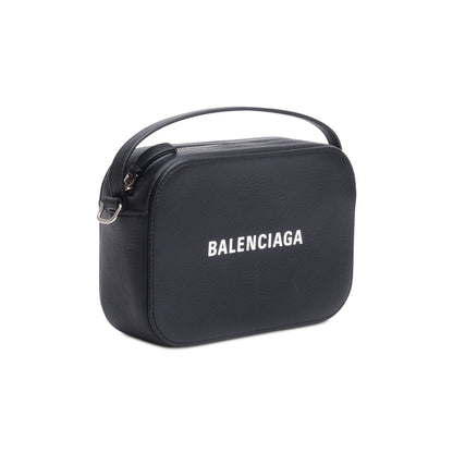 Balenciaga Black Calfskin Leather Logo Mini Cash Crossbody