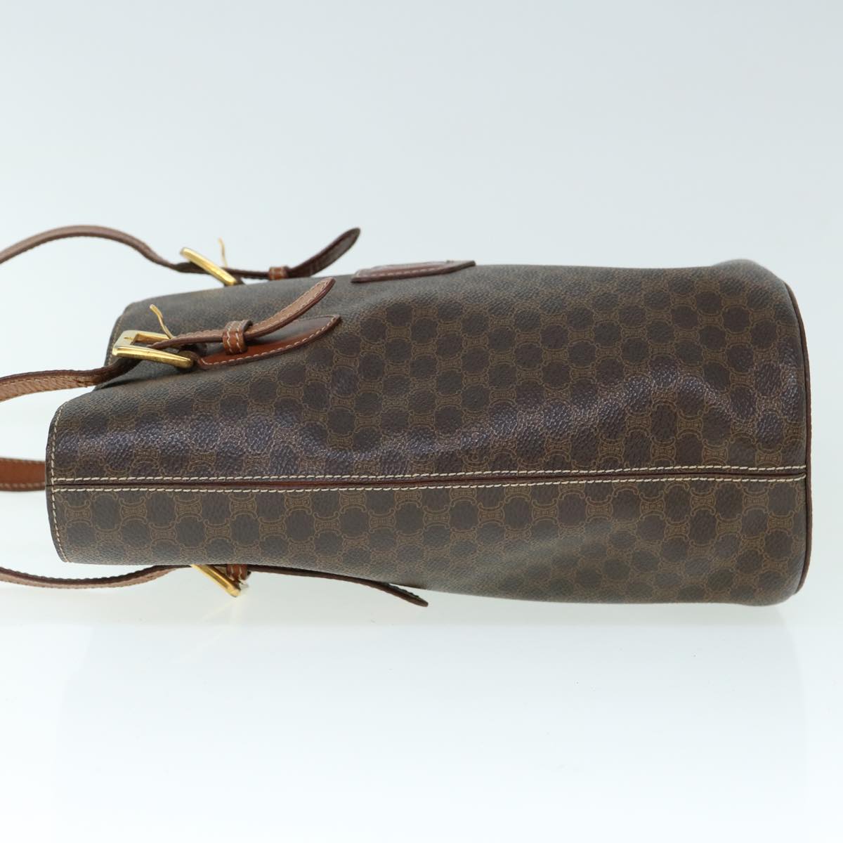 Luxury CELINE Macadam Canvas Shoulder Bag PVC Leather Brown  60044