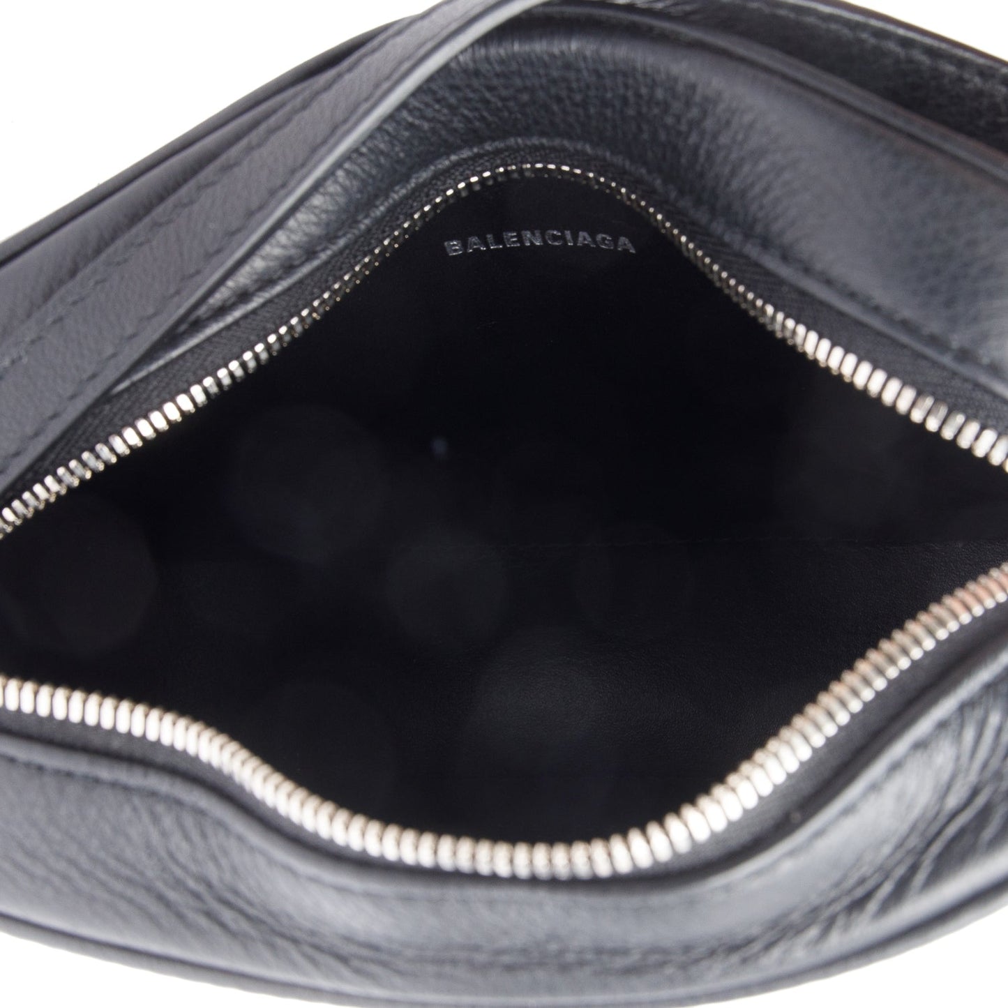 Balenciaga Black Calfskin Leather Logo Mini Cash Crossbody