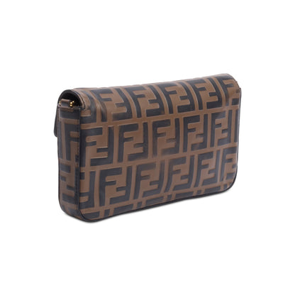 Fendi Brown FF Embossed Leather F is Fendi Envelope Wallet on Chain