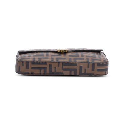 Fendi Brown FF Embossed Leather F is Fendi Envelope Wallet on Chain