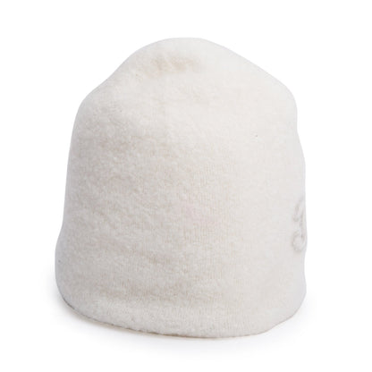 Chanel White Cashmere CC Logo Beanie