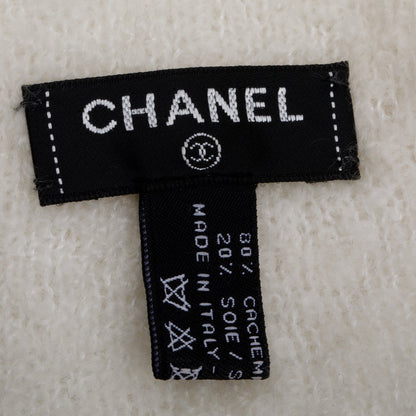 Chanel White Cashmere CC Logo Beanie