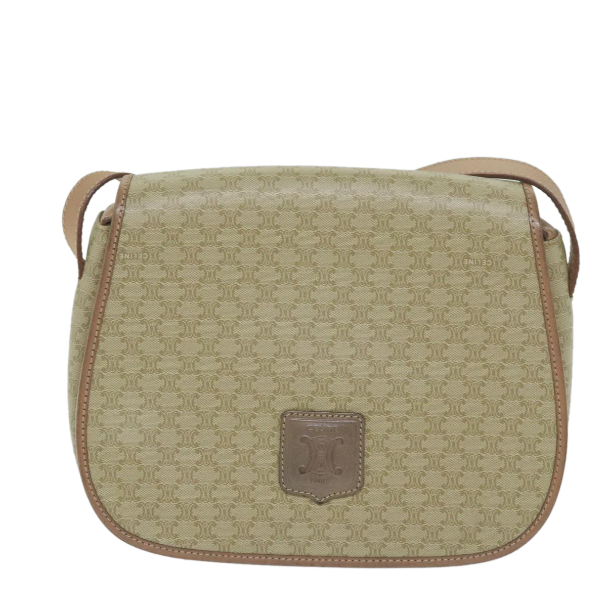 Luxury CELINE Macadam Canvas Shoulder Bag Beige  60065