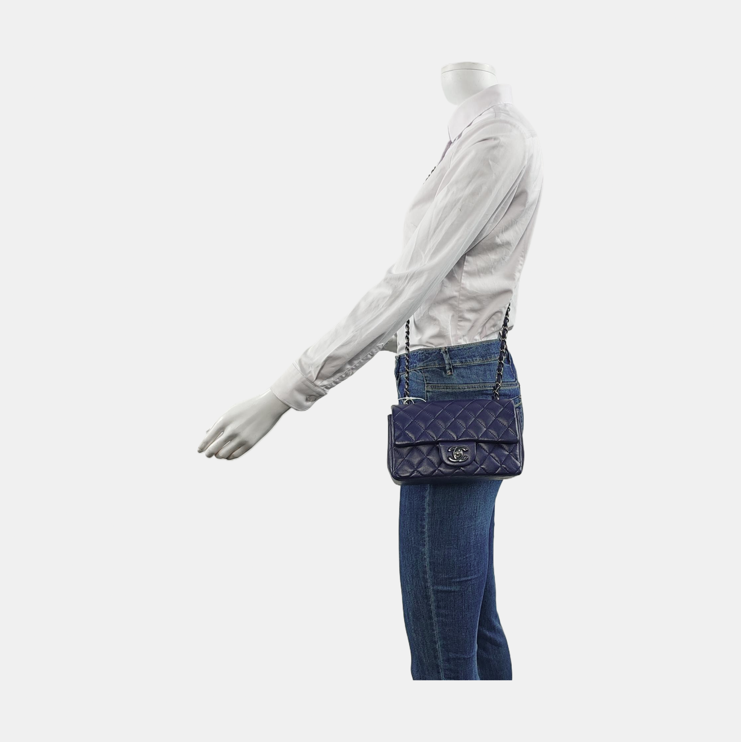 Chanel Classic Flap Rectangular Mini Purple Lambskin Silver Hardware