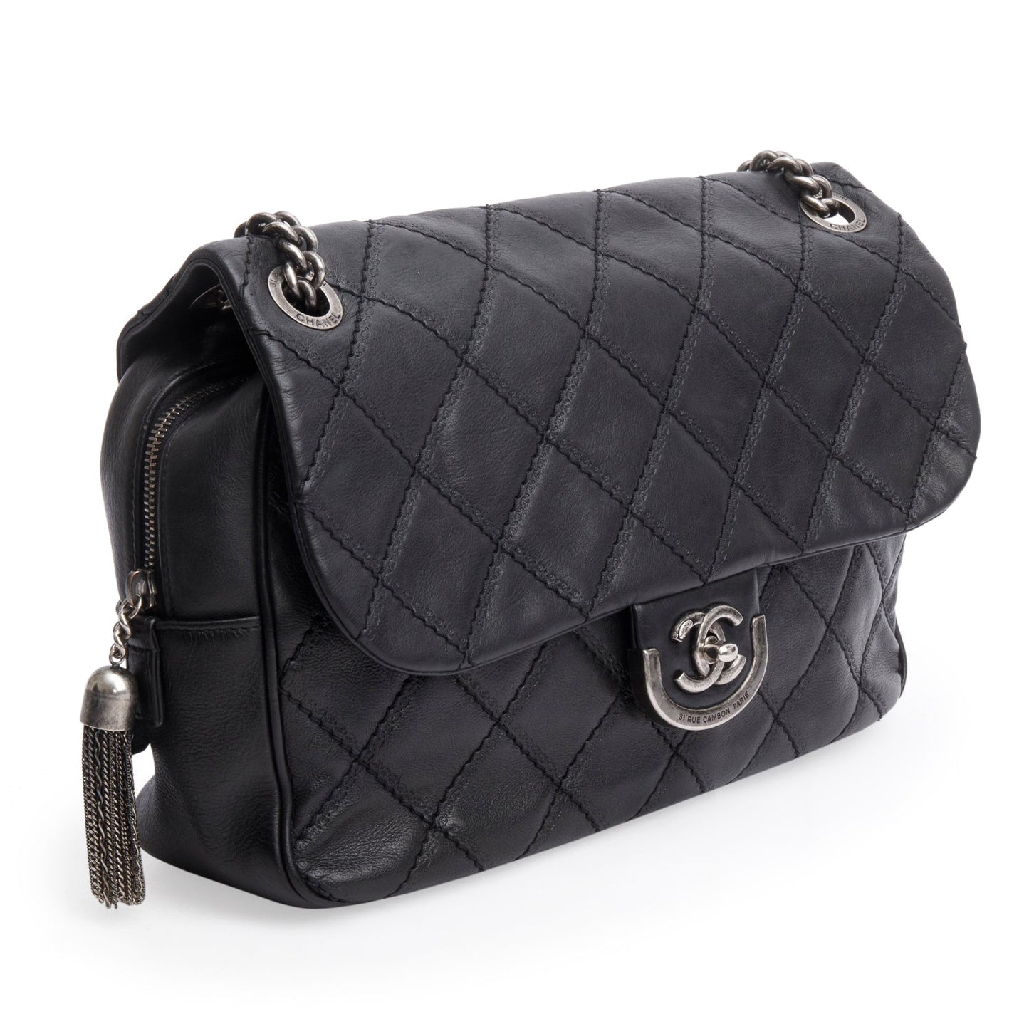 Chanel Black Quilted Calfskin Leather Paris-Edinburgh Coco Sporran Flap Bag