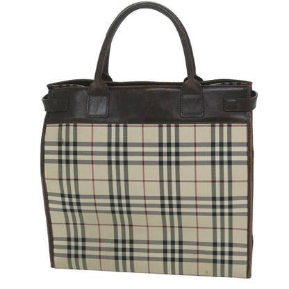 Luxury Burberry Nova Check Shoulder Bag Nylon Canvas Beige Auth 60156
