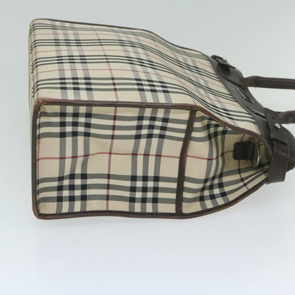 Luxury Burberry Nova Check Shoulder Bag Nylon Canvas Beige Auth 60156